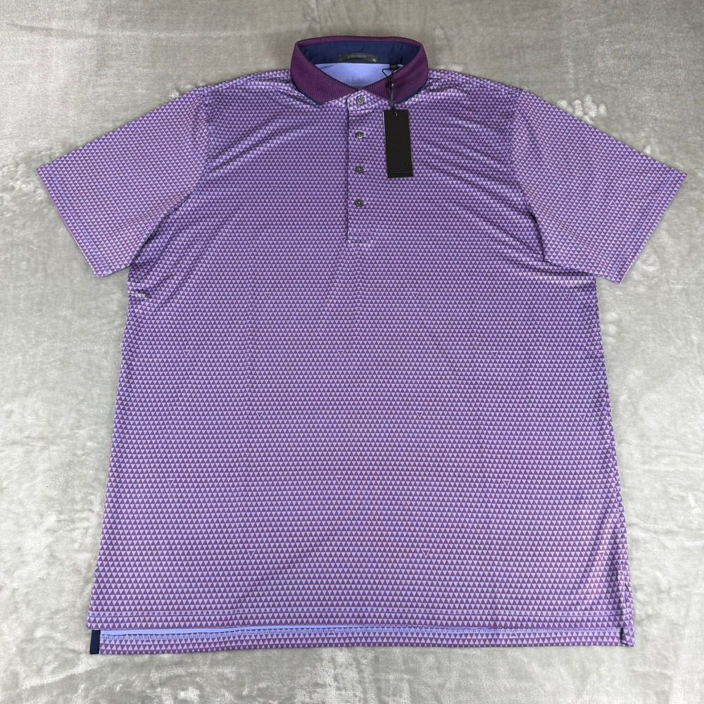 Greyson Volcano Diaries Polo Shirt Mens XL Purple Performance Stretch Golf NWT